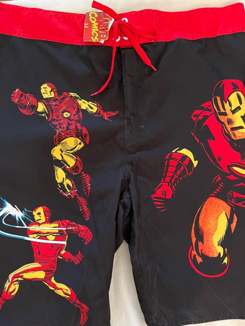 Swim shorts mens newMarvel Black Red Yellow Iron Man Graphic polyester